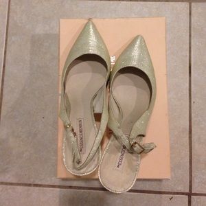 COPY - COPY - Gold Glittery Open Heel Pumps